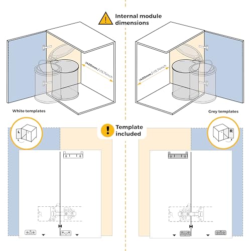 Poubelles de porte de meuble 13L Emuca compartiment déchets blanc plastique - 6
