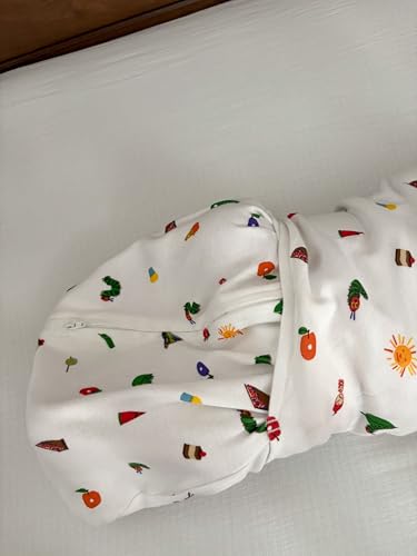Image of HALO Eric Carle 100% Cotton Sleepsack Swaddle, 3-Way Adjustable Swaddle Blanket, TOG 1.5, Hungry Caterpillar Feast, Small, 3-6 Months