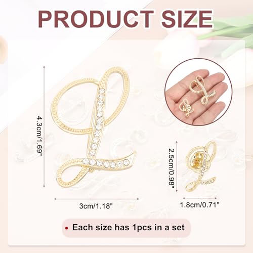 Image of PATIKIL Rhinestone Letter Brooch Pins, Initial Rhinestone Alphabet Letter Lapel Badges Pin for Women Men Suits Dress Coat