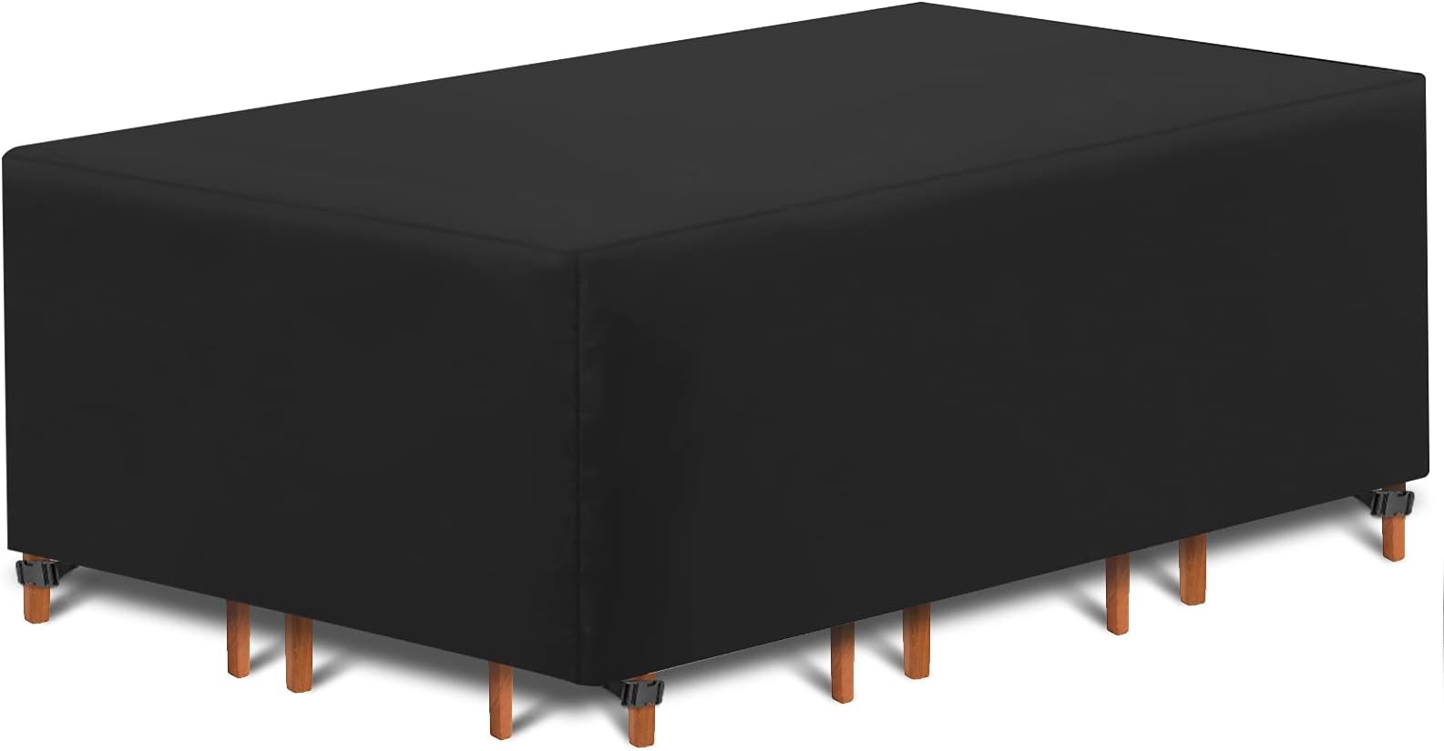 TVIRD Patio Furniture Covers,96” x 64”x 40” Patio Rectangular Outdoor Covers of 600D Oxford Fabric with 4 Windproof Buckles Waterproof, Rain-Snow Proof Anti-UV, Fits for 8 to 10 Seats