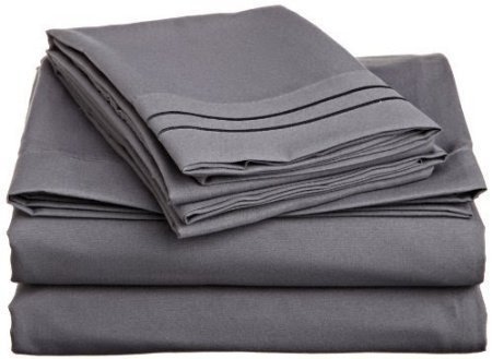 LaxLinen 600 Thread Count Twin Sleeper Sofa Bed Sheet Set (36" x 72" + 6") Dark/Elephant Grey Solid 100% Egyptian Cotton