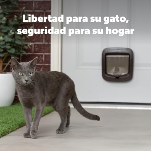 Puerta para gatos de microchip impermeable interior marrón 4