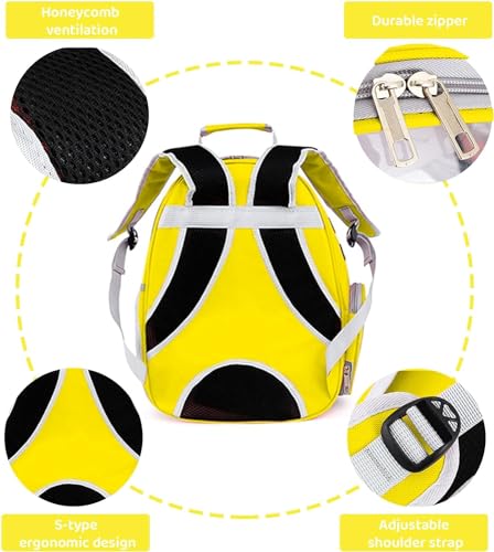 Image of The Pets Company Transparent Capsule Breathable Airline-Approved, Ventilate Carrier Backpack for Travel, Hiking and Outdoor for Cats & Kittens - Electric Yellow
