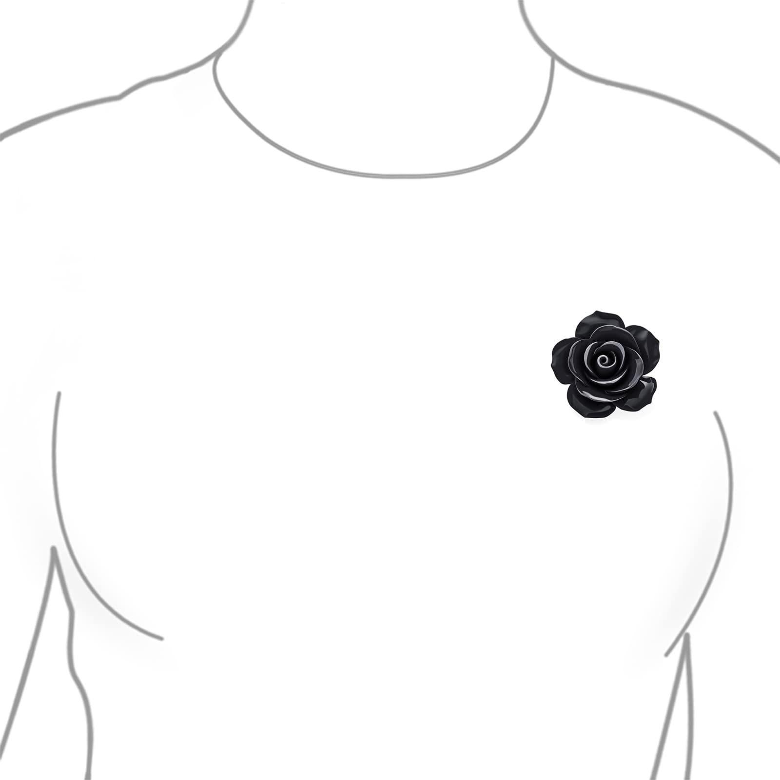 Moda Romántica Declaración Rosa Azul Negro Blanco Rojo Floral Blooming 3D Tallada Grande Rosa Flor Broche Bufanda Alfiler Para Mujeres Adolescentes