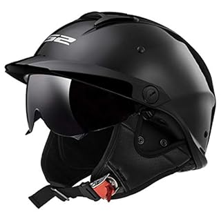 LS2 Helmets Rebellion Motorcycle Half Helmet (Gloss Black - Medium)