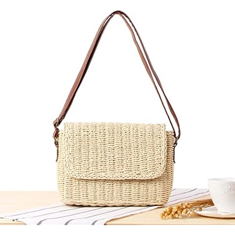 YFZCLYZAXET Straw Bag Small Crossbody Bags For Women Beach Bags Straw Weave Knitting Woman Shoulder Bags Beige Cover