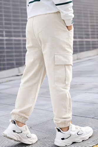 Image of ADBUCKS Boys' Cotton Cargo Joggers - Soft, Casual Pants with Pockets II Boy's Relaxed Cargo Joggers Pants for Boy