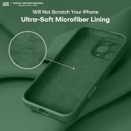 Image of LOVE 3000 Designed for iPhone 16 Pro Case, Premium Silicone with [Soft Anti-Scratch Microfiber Lining] Shockproof Protective Phone Case for Holsters 6.3 inch, Green