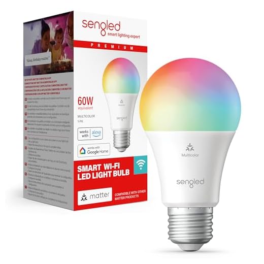 Sengled Ampoule intelligente LED (E27), compatible Matter et Alexa, multicolore, équivalent 60 W, 800 lm, appairage instantané, plateforme compatible Matter requise, 2,4 GHz, Wi-Fi, 1 paquet