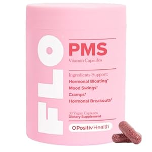 O Positiv FLO PMS Vitamins for Women, 30 Servings (Pack of 1) – Proactive PMS Relief – Targets Hormonal Breakouts, Bloating, Cramps, & Mood Swings with Chasteberry, Vitamin B6, & Lemon Balm