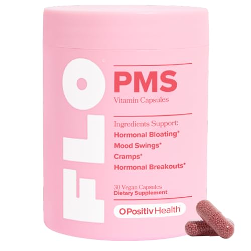 O Positiv FLO PMS Vitamins for Women, 30 Servings (Pack of 1) – Proactive PMS Relief – Targets Hormonal Breakouts, Bloating, Cramps, & Mood Swings with Chasteberry, Vitamin B6, & Lemon Balm