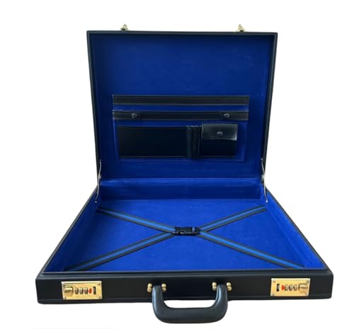 Generic Masonic Regalia Apron Hard Case Briefcase Size MM or WM Mason Faux Leather Case Black