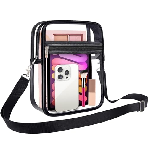 Clear Bag for Stadium Events Clear Purse Stadium Approved See Through Crossbody Bag with Shoulder Strap for Concert Sport