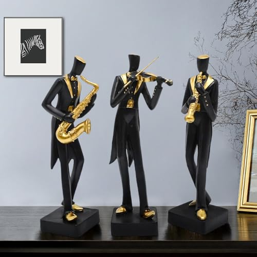Juliahestia Modern Sculptures Home Jazz Decor Black Band Saxophone Violin Clarinet Musician Statues...