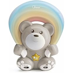 Lampara Bebe Chicco Chicco Proyector de Arco Iris, Oso con Luz y Música, Luz Nocturna para Bebé, Oso de Peluche con Música Relajante y Proyección Arco Iris Ajustable, Juguetes Bebés de 0+ Meses, Beige