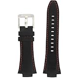 Seiko Sportura Leather Band (15mm, Black, Orange Stitching, 4KG1JZ)