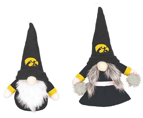 University of Iowa Plush Set of 2 Gnome Hanging Decorations by Hanna’s Handiworks- Fan/Cheerleader Holiday/Dorm Ornaments- Ideal Gift for Graduation/Alumni- Show Your NCAA Big 10 Team Spirit