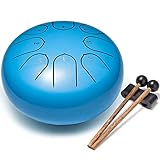 Lronbird Steel Tongue Drum Percussion, 6 Inch 8 Notes Musical Instruments, Music Gifts for Family Friends (Blue)
