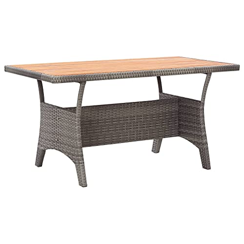vidaXL Bois d'Acacia Massif Table de Jardin Table de Salle à Manger de Patio Meuble de Repas de Terrasse Table à Dîner d'Extérieur Gris 120x70x66 cm