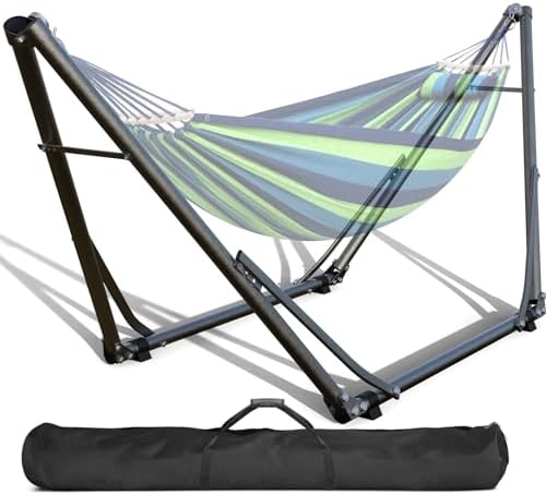 Heavy Duty 9-Foot Hammock Stand - 450 Lb Capacity Steel Frame With Adjustable Hooks, Weather Resistant