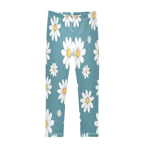 Toddler Girls Leggings Printed Yoga Pants Leggings White Small Daisy for Kids