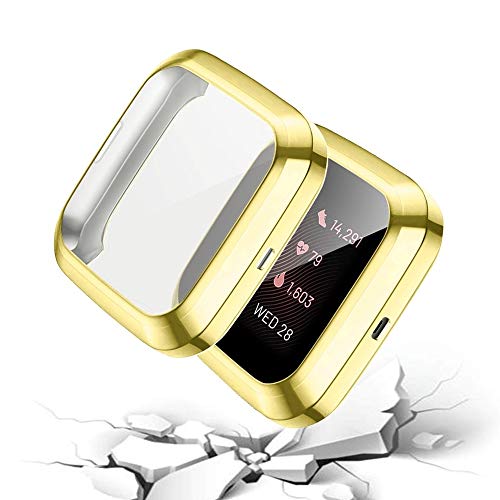 YCDZ STORE Capa protetora para Fitbit Versa 2 com revestimento de TPU (Preta) (Cor: Ouro)