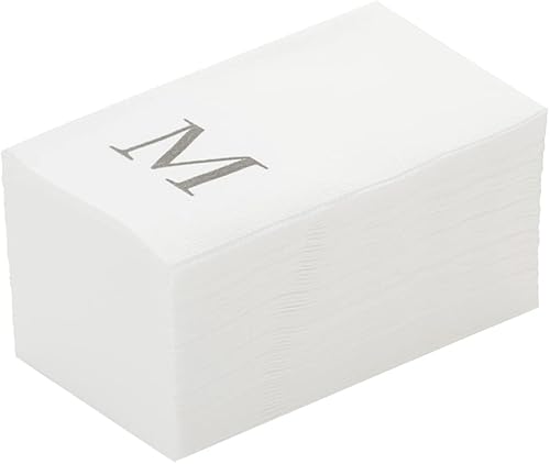 Miniatura 252 de Luxenap - Toallas de invitados de 15.8 x 7.9 pulgadas, 50 toallas de mano con letras plateadas, letra "P", fuente Sans Serif, servilletas de papel