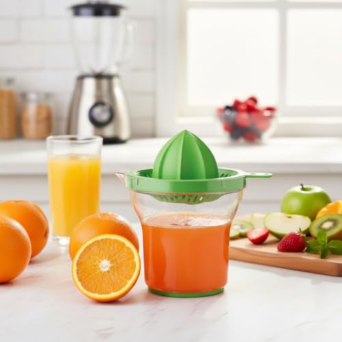 Image of Manual Citrus Juicer with Squeezer Cone 1 Pc | Transparent Juice Collector Hand Juicer | Portable Orange Lemon Lime Juicer, BPA Free Easy Clean Juice Maker