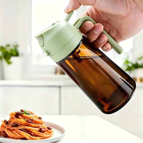 Image of 2 in 1 Oil Sprayer, Oil Sprayer for Kitchen Cooking, 470ml Oil Spray Bottle for Home (Brown+Green)