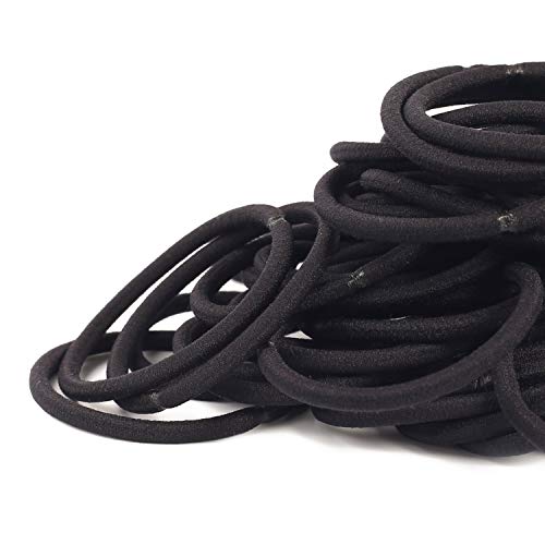 60PCS Black Hair Ties is 4MM in Thickness and 2 Inch in Diameter, Elastic Ponytail Holders is Perfect to Hair Styles fro