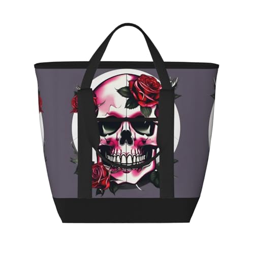 Sac isotherme réutilisable avec imprimé crâne rose pour courses