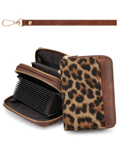 Image of Leopard Credit Card Holder for Women,Accordion Wallet with wristlet