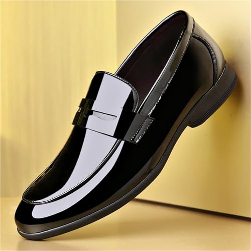 Mens Driving Loafers Faux Leather Evening Casual Solid Color Round Toe Non Slip Low Top Block Heel Anti-Slip Shoe Slip On3