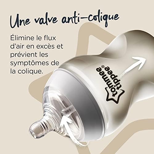 Tommee Tippee Closer to Nature Baby Bottles, Slow Flow Breast-Like Teat with Anti-Colic Valve, 260ml, Pack of 2(Assorted items)