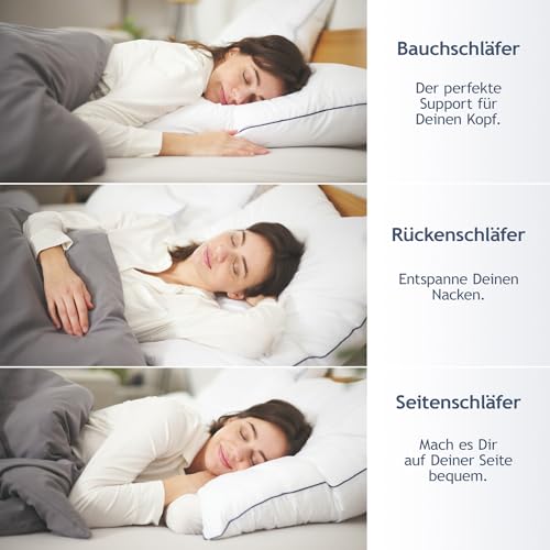 Blumtal Kopfkissen 80x80 cm - Nackenkissen mit anpassbarer Füllung - 100% Mikrofaser & waschbar bis 95 Grad - höhenverstellbares Kissen