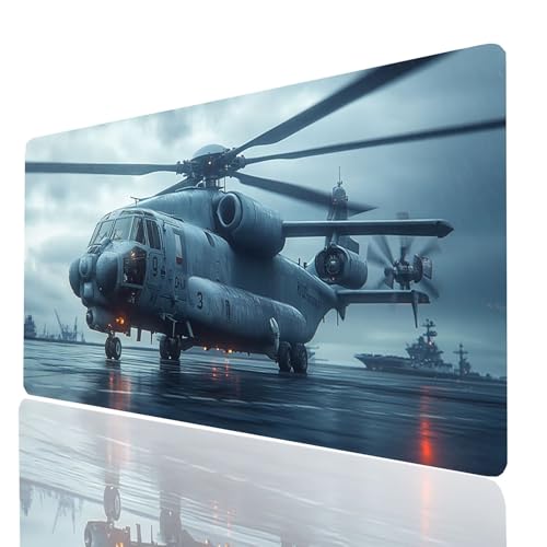 Gaming Mauspad xxl Hubschrauber, Flugzeug Mousepad 700x300x3mm, Wasserdicht Anti-Rutsch Schreibtischunterlage, Mouse Pad Verbessert Präzision und Geschwindigkeit, Gaming Zubehör für Laptop Model-11142