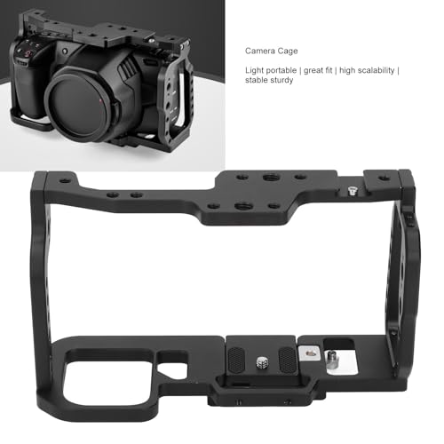 Image of Pilipane Camera Full Cage Aluminum Alloy Rig Stabilizer with Quick Release Design Multiple Threaded Holes Cold Shoe Mount for BMPCC 4K 6K Video