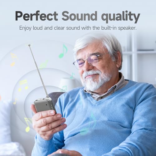 Image of PRUNUS DE333 Pocket AM FM Radio Portable, Mini Transistor Radio with Excellent Reception, Tuning Knob with Signal Indicator, AAA Battery Operated for ICE Storms Emergency Use