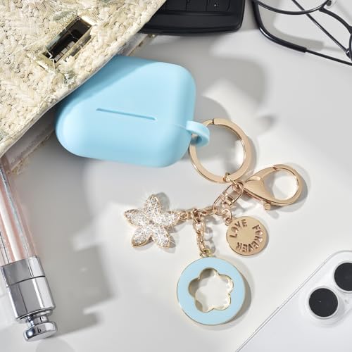 Image of VISOOM for AirPods Pro 3 Case 2025, Silicone Case for Apple Air Pods Pro 3rd Generation Cover Women, Cute iPods 3 Protective Cover with Bling Keychain & Cleaning Kit,Sky Blue
