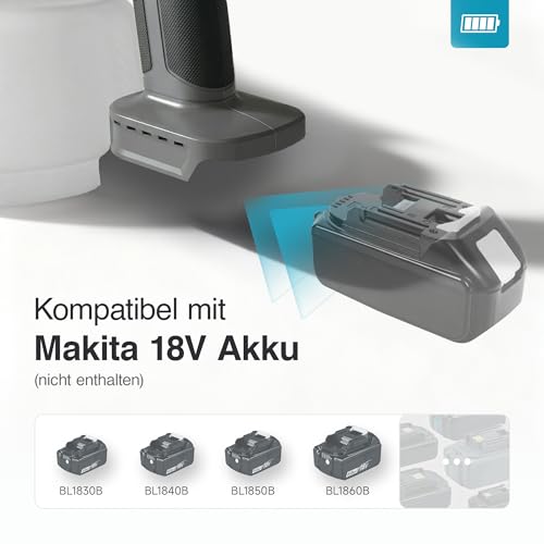 Tilswall Akku Farbsprühsystem Shark700, für Makita 18V (ohne Akku), Grün – Ansicht 2
