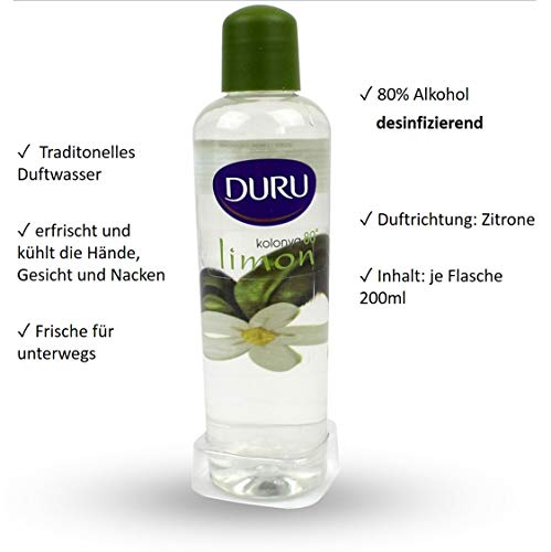 evyap 3x Duru Limon Kolonya Zitrone 200 ml Türkisches Duftwasser Eau de Kolonya