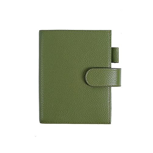 Moterm Leather Cover for A6 Notebooks - Fits Hobonichi Original Stalogy and Midori MD Planners with Pen Loop Card Slots and Back Pocket (Pebbled-Olive A6+)