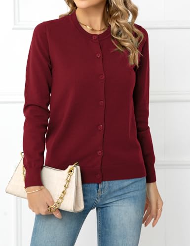 Women's Button Down Open Front Cardigan Sweaters Crew Neck Long Sleeve Outfits Fall Fashion 2025 Clothing2