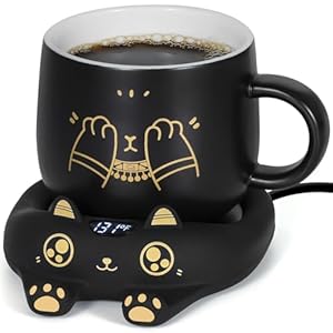 PUSEE Mug Warmer with Mug, Cute Coffee Warmer for Desk Coffee Cup Warmer Auto Shut Off, Electric Candle Warmer with 3 Temp Settings,Coffee Warmer with Cup Set Coffee Gifts Birthday Gift Office Gifts