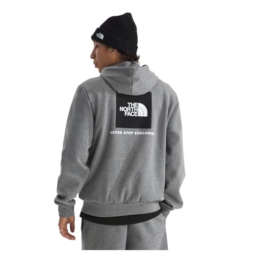 The North Face Men's Evolution Box NSE Hoodie - Sweatshirt with Performance Hood, Adjustable Drawcord, Kangaroo Hand Pocket, TNF Mid Grey Heather, Large