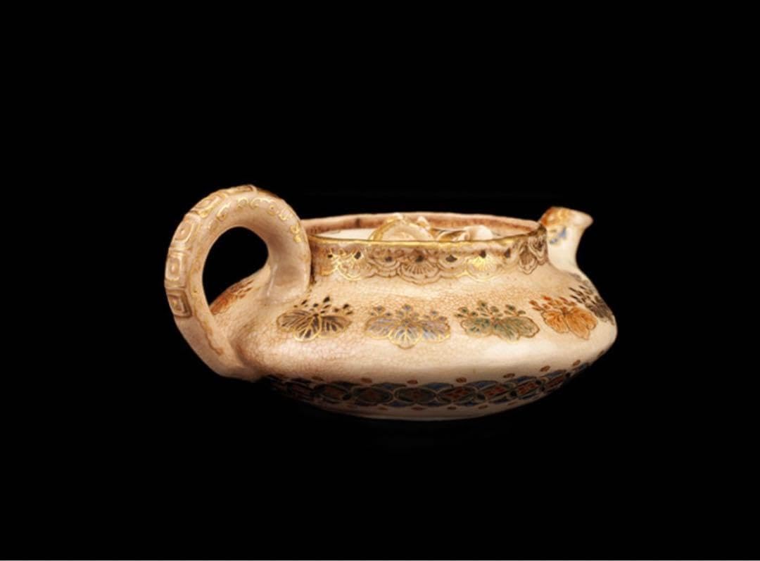 栗田焼　錦光山宗兵衛 錦光山　蓮摘み　急須　煎茶器 栗田焼 錦光山宗兵衛 錦光山 蓮摘み 急須 煎茶器 京焼 粟田焼 錦光山