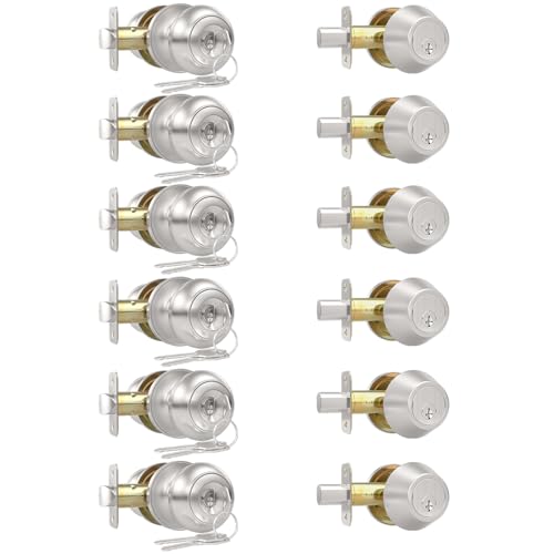 AEEKEL 6 Pack Front Door Lock Set, Exterior Door Knob with Lock and Key