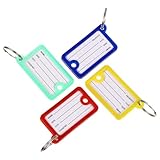 Lurrose 100 Stück Bunte Schlüsselanhänger mit Ring Beschriftbare Schlüsseletiketten aus Kunststoff für Büro Reise und Organisation Zufällige Farbe