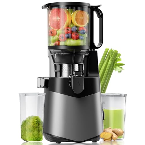 Cold Press Juicer Machines, 350W Masticating Juicer with 135mm Large Feeding Chute for Whole Fruit and Vegetable,High Juice Yield and Easy to Clean