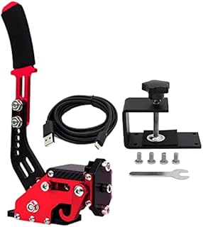 Obokidly Upgrade 2-IN-1 USB Handbrake Support G29 Compatible With PS4/PS5 + PC For Simracing Game Sim Rig With Clamp (Support G29 With Clamp, Red)